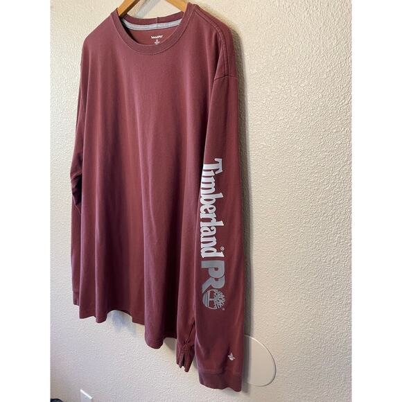 Timberland PR Wickwork Men’s Long Sleeve Crew Neck Burgundy Work Tee Shirt XL - Picture 9 of 9